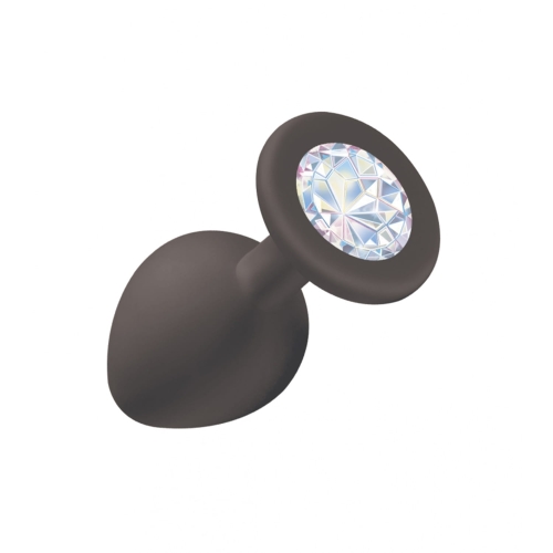 Silikonowy czarny korek analny z kryształem medium.jpg