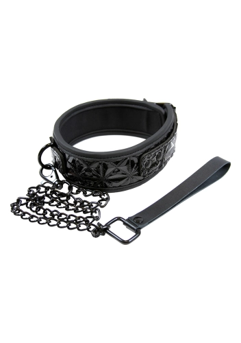 Czarna smycz z obrożą sinful black